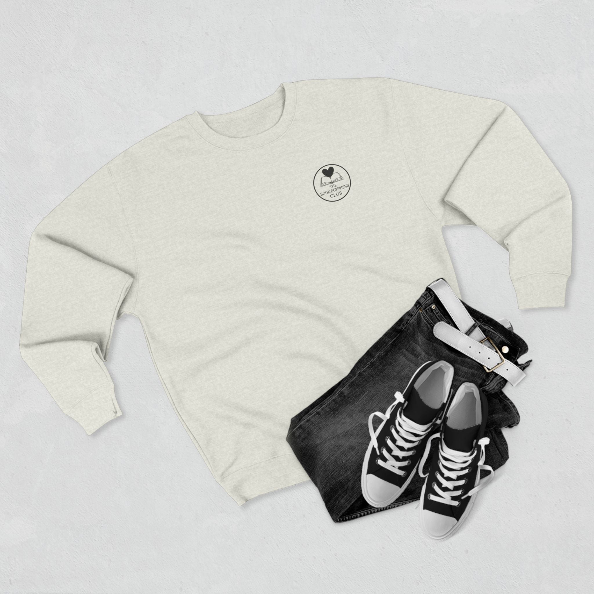 Minimalist 'You Are Loved' Crewneck Sweatshirt — Small Chest Heart Logo & Subtle Back Quote